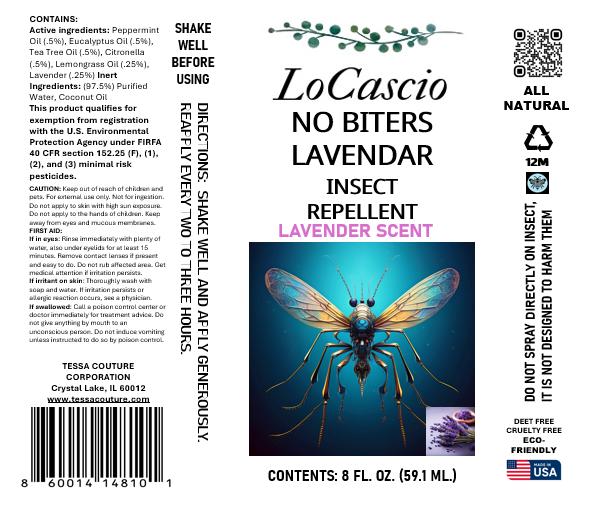 LOCASCIO Lavender scent- Mosquito, Bee, Tick Repellent – 8 oz. - 100% Natural, Deet Free