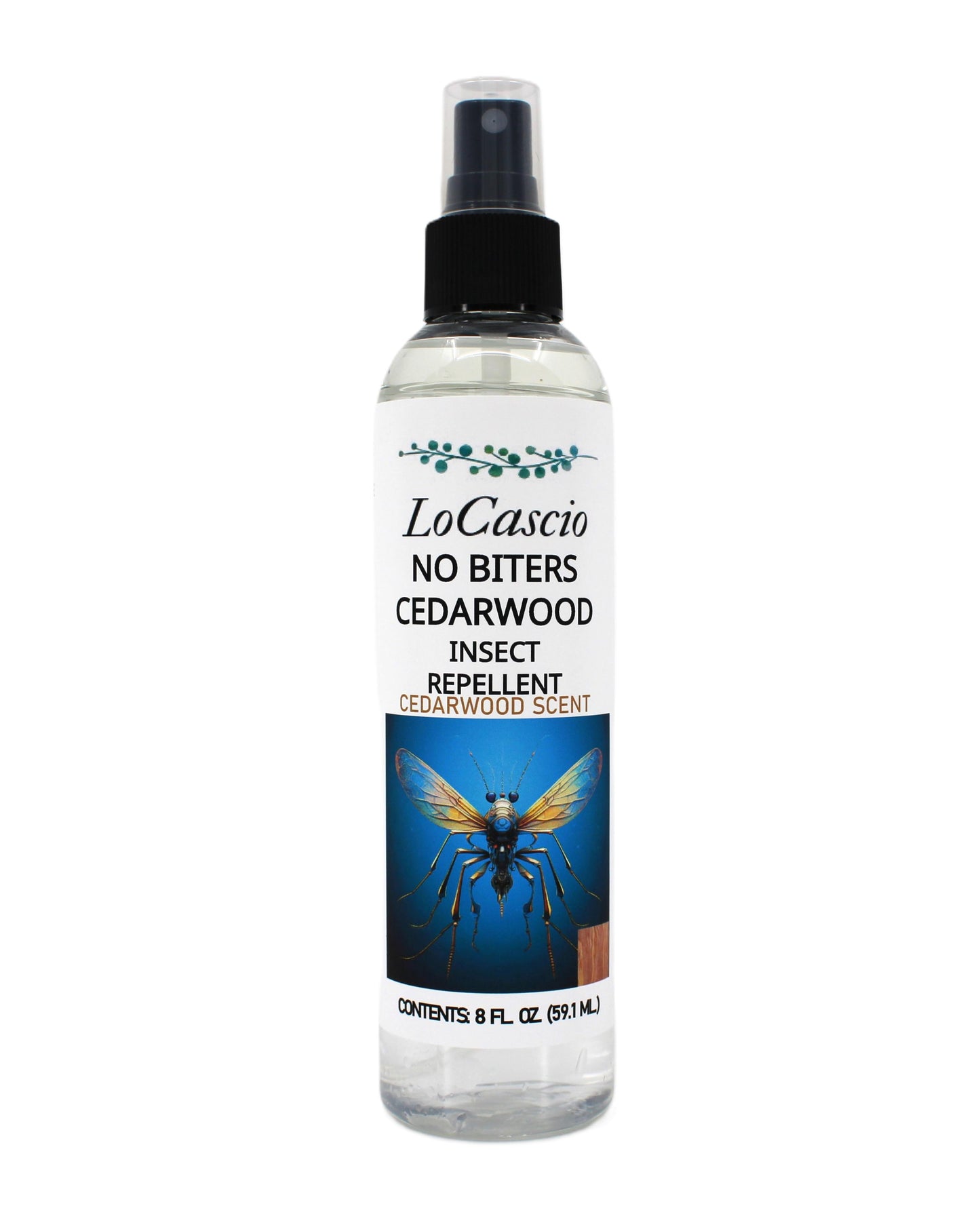 LOCASCIO Cedarwood Scent- Mosquito, Bee, Tick Repellent– 8 oz. - 100% Natural, Deet Free
