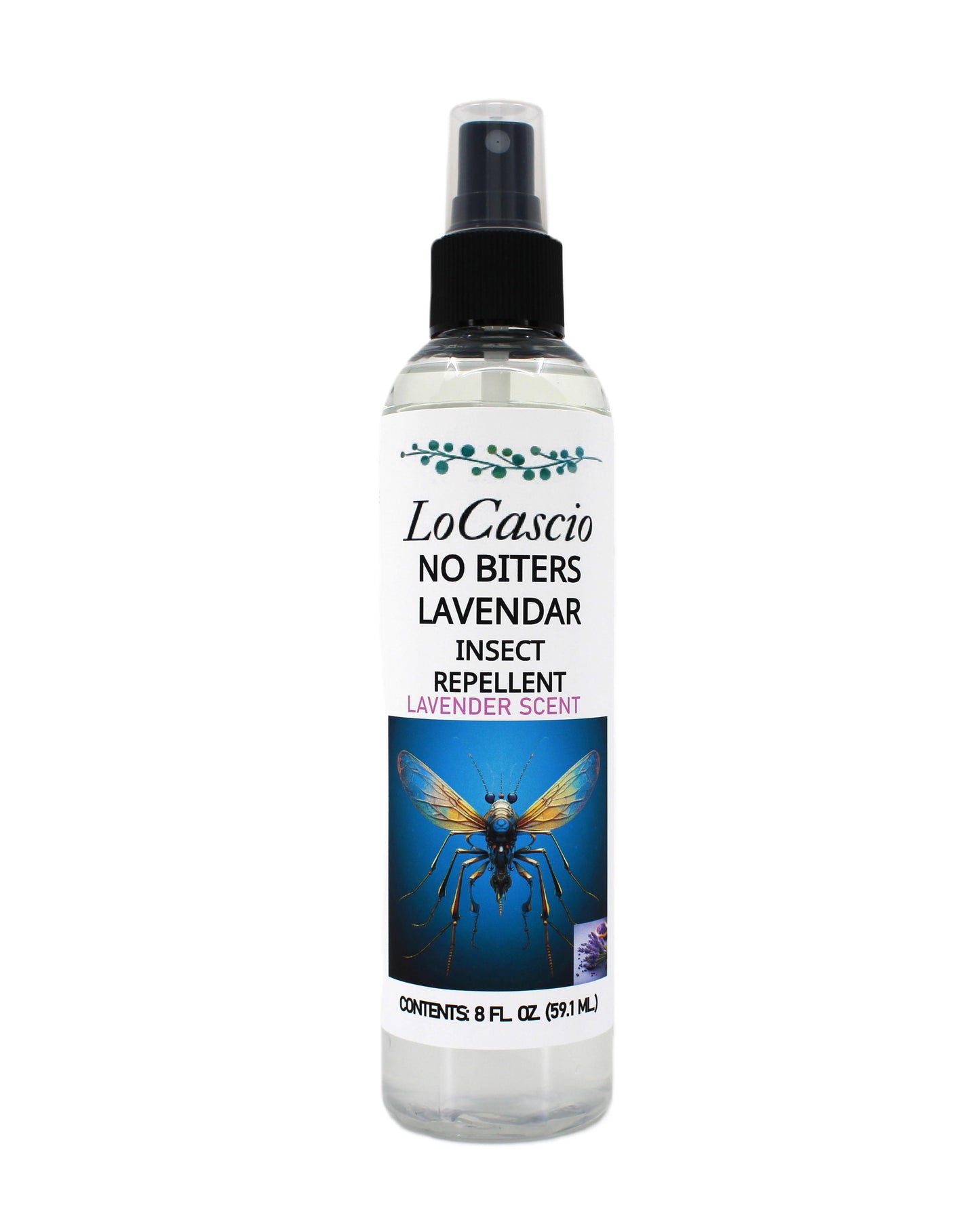 LOCASCIO Lavender scent- Mosquito, Bee, Tick Repellent – 8 oz. - 100% Natural, Deet Free