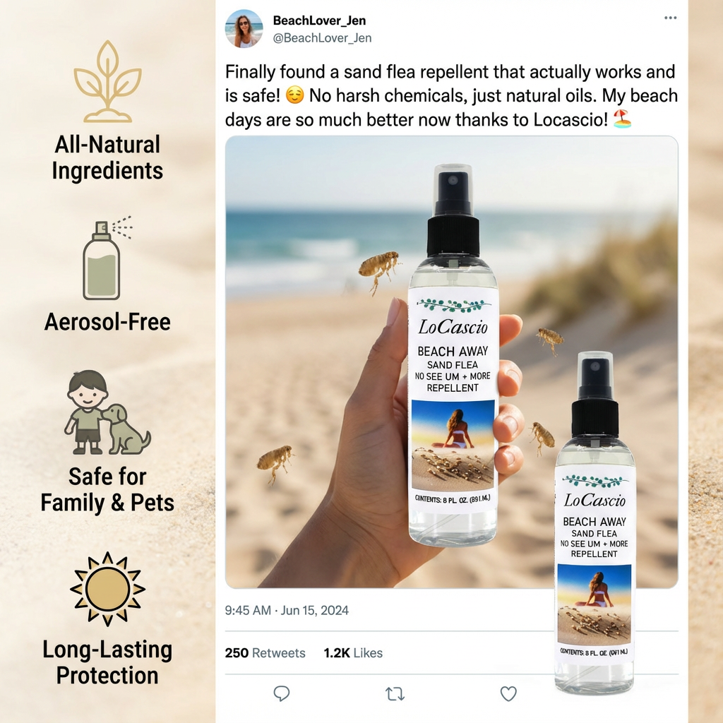 🏖️ LoCascio Beach Away – Natural Sand Flea & No-See-Um Repellent Spray (8 oz)